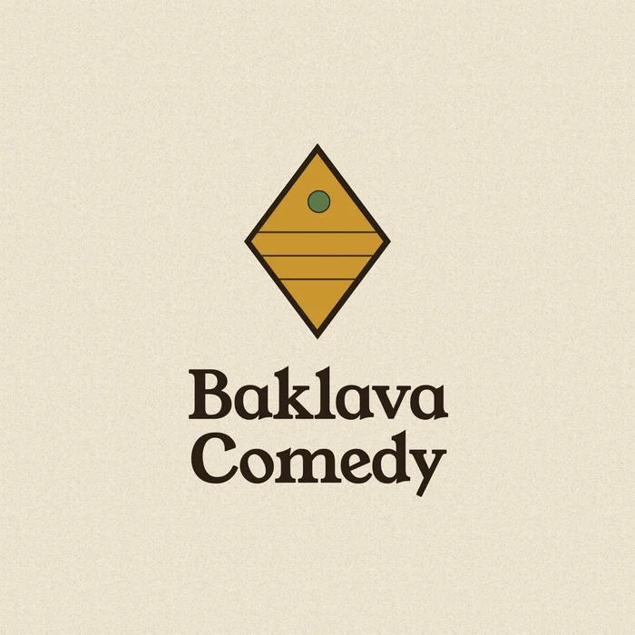 Baklava Comedy honey diamond logo on cream paper